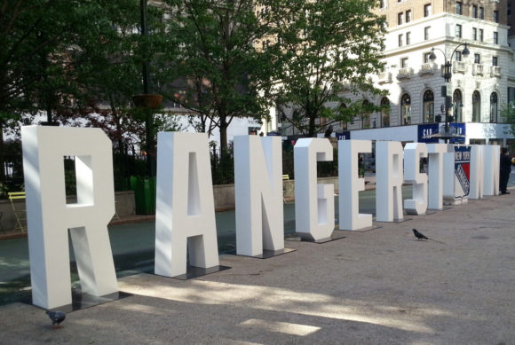 Giant Letters reading Rangerstown for New York Rangers outdoor display
