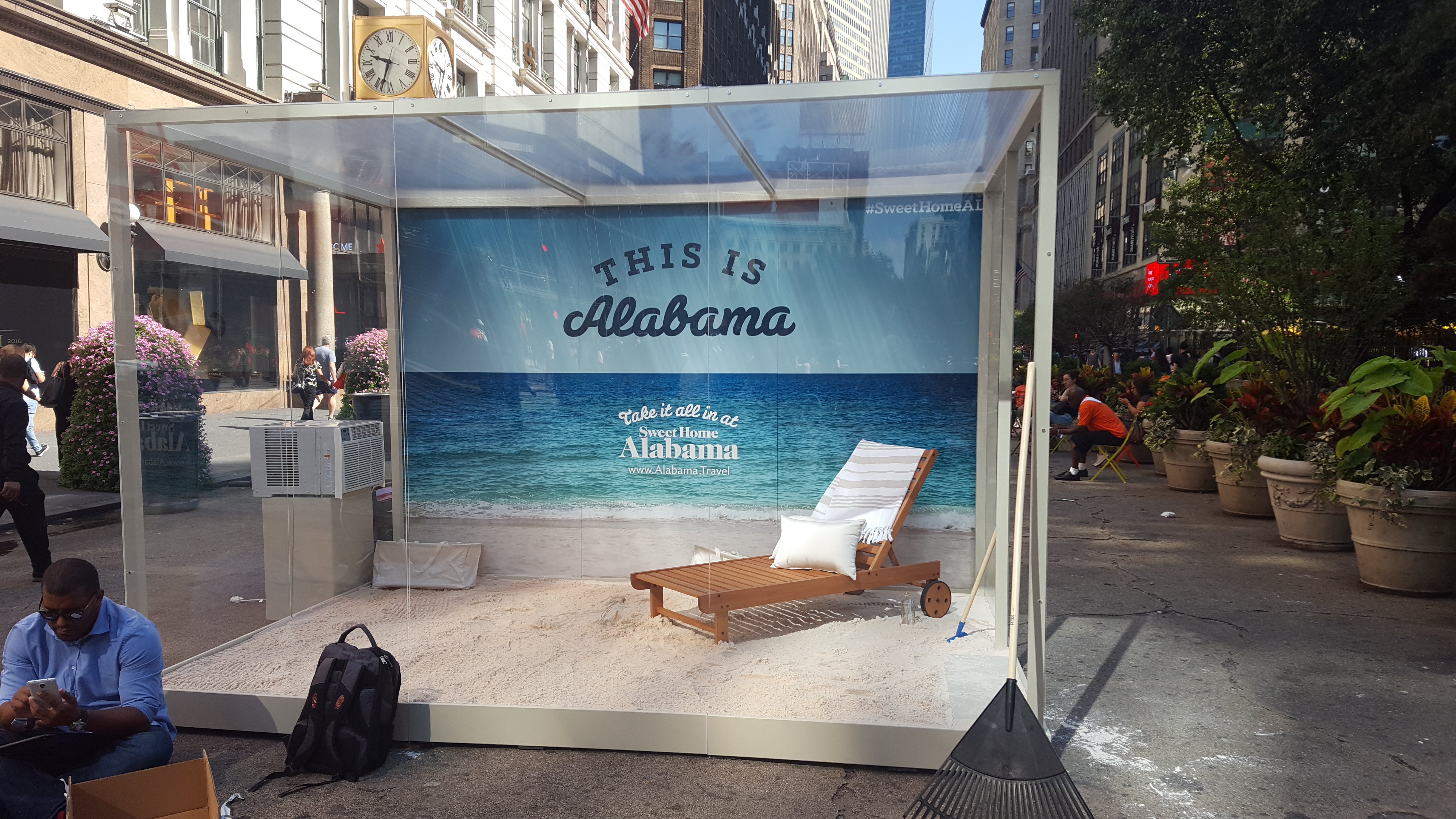 This is Alabama tourism enclosure custom built beach scene with beach chair.